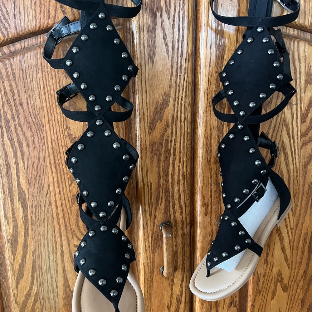 SOLD!! Torrid Black Studded Gladiator Sandals - Picture 4 of 5